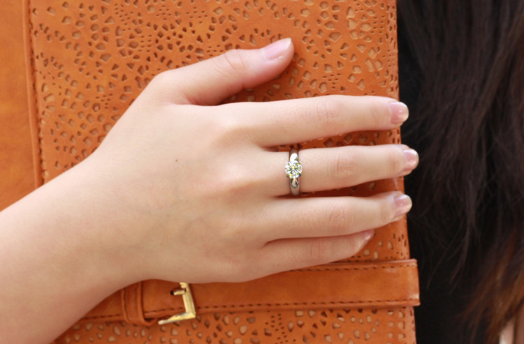 Ring  Elegant Stone - Sølv Stor CZ Diamant 316L - 4