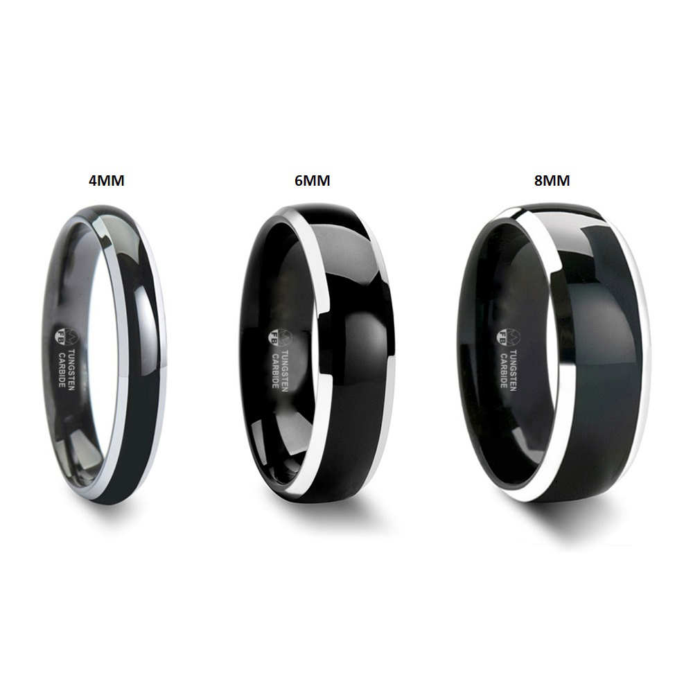Smooth Black – Svart Tungstensring med Blanka Kanter 4mm 6mm 8mm - 5