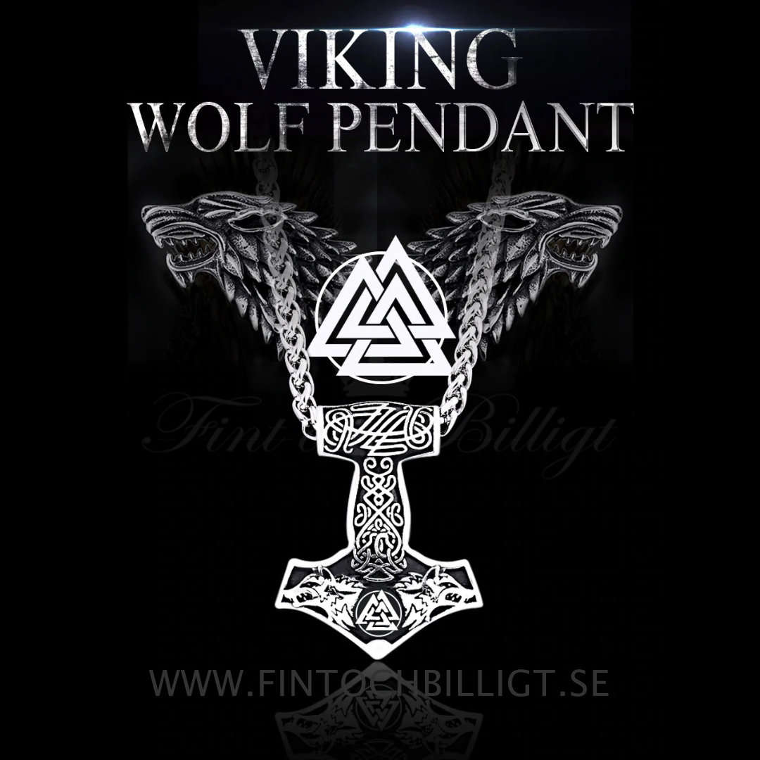 HalskædeValknut Wolfhead - Viking halskæde Thor's Hammer Runes - 4