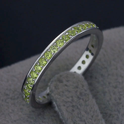 Eternity Lemon - 925s Silverring med Cubic Zirconia i Kanalsättning Gulgrön - 3