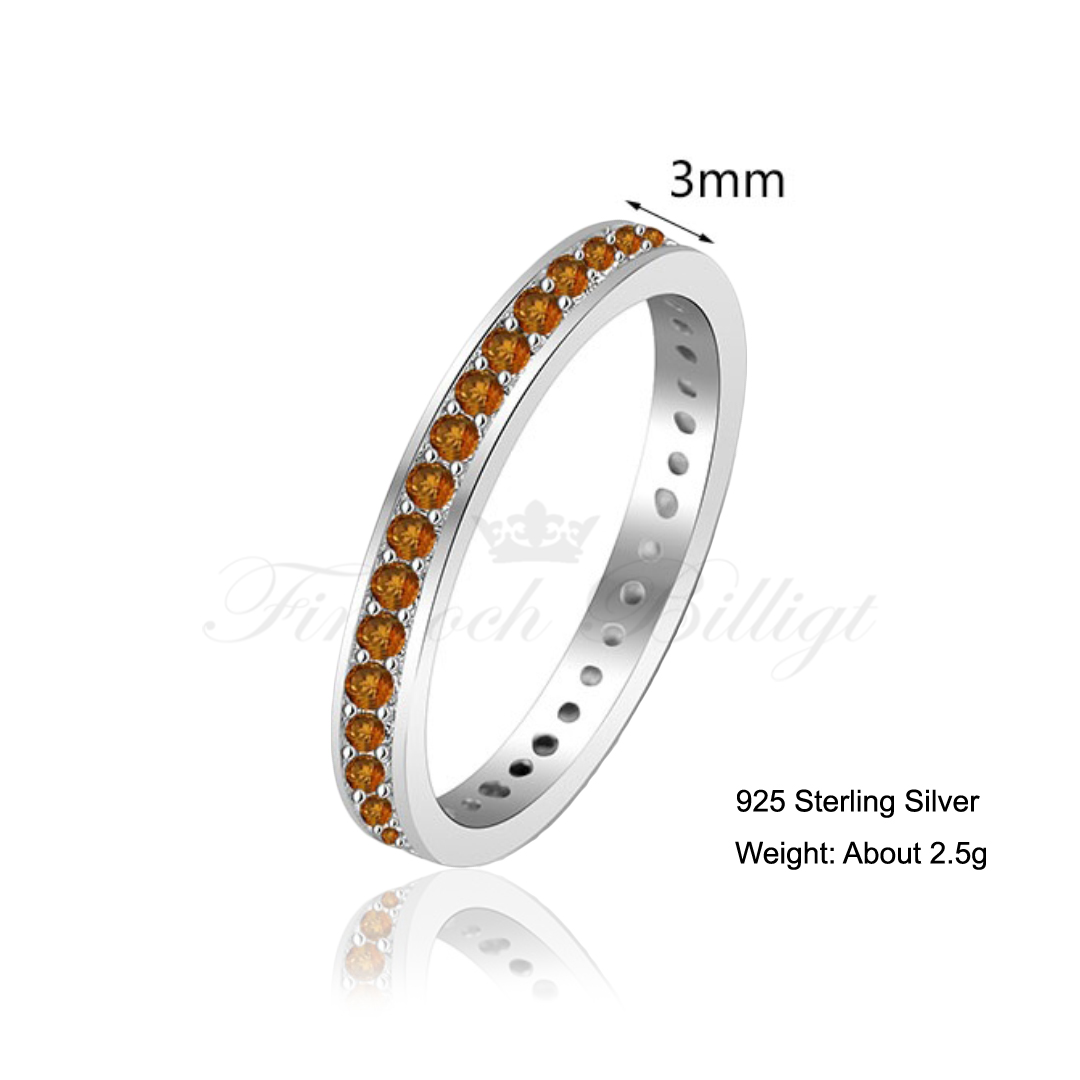 Eternity Clementine - 925s Silverring med Cubic Zirconia i Kanalsättning Orange - 5
