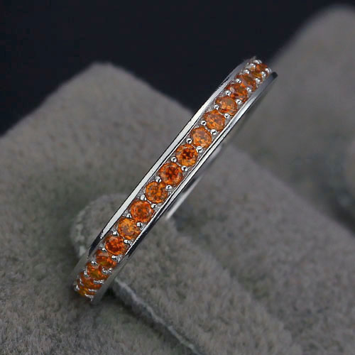 Eternity Clementine - 925s Silverring med Cubic Zirconia i Kanalsättning Orange - 4