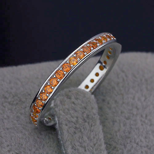 Eternity Clementine - 925s Silverring med Cubic Zirconia i Kanalsättning Orange - 2