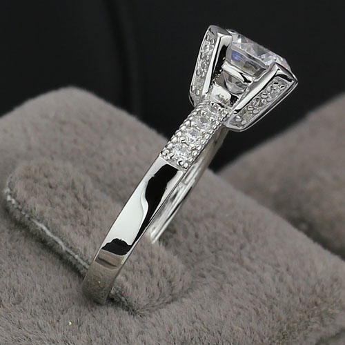 Kunglig - 925s Silverring med 2.00CT Rund AAA Cubic Zirconia - 5