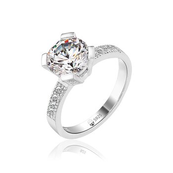 Kunglig - 925s Silverring med 2.00CT Rund AAA Cubic Zirconia
