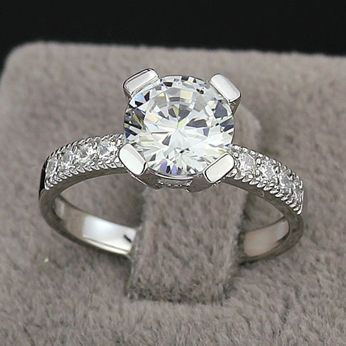 Kunglig - 925s Silverring med 2.00CT Rund AAA Cubic Zirconia - 4