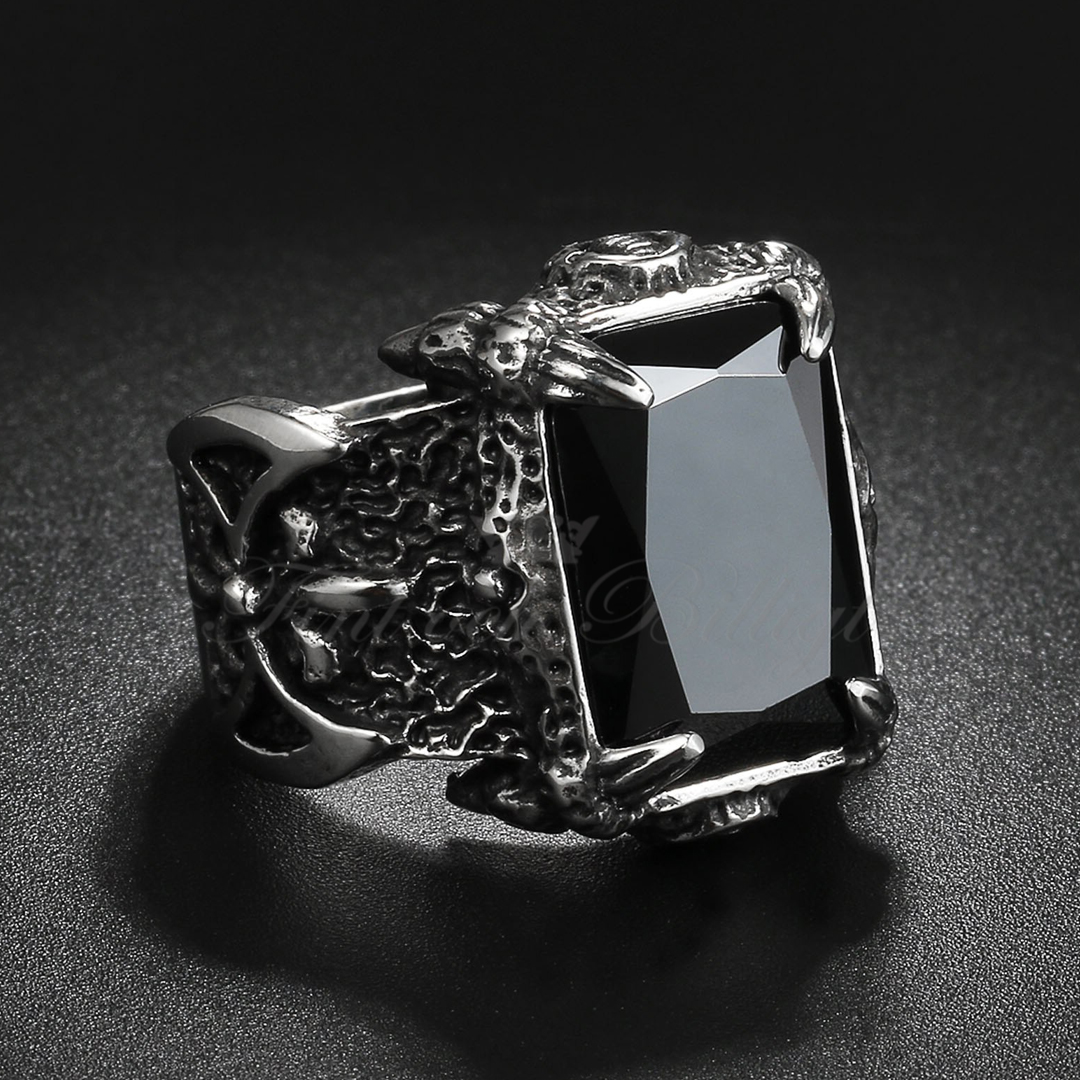 Punk Ring - Viking Dobbeltøkse Sort Sten - Berserker Axe Black - 2