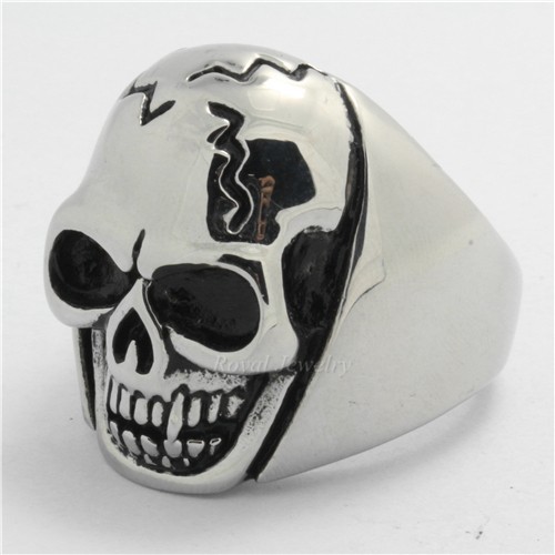 No Pain No Gain - Dödskallering i Massivt Stål 316L Rostfritt Stål Skull Ring - 3
