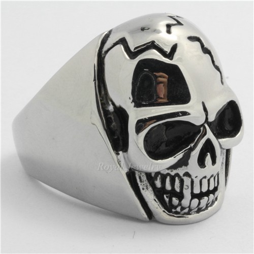 No Pain No Gain - Dödskallering i Massivt Stål 316L Rostfritt Stål Skull Ring - 2