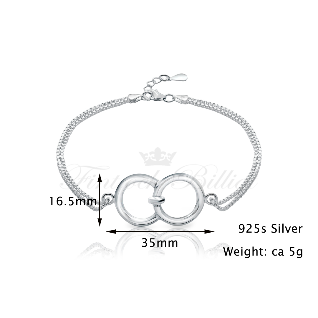 Silver Circles - 925s Silver Bracelet Charm Linked Circles - 2
