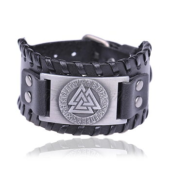 Valknut Viking Rune – Odins Knude Læderarmbånd (Flere valg)