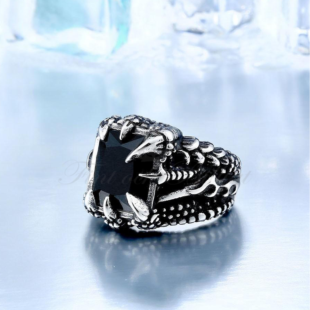 Punk Ring - Dragon Ring Black Cubic Zirconia - Dragon Claw Black - 4