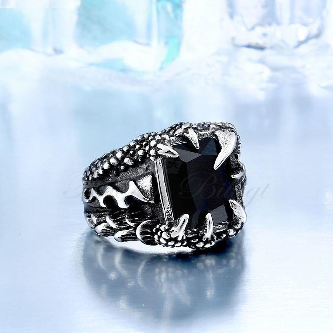 Punk Ring - Dragon Ring Black Cubic Zirconia - Dragon Claw Black - 3