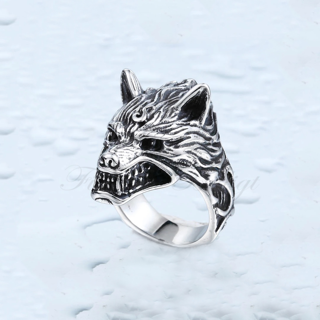 Punk ring - Varghuvud 316L Stål - Wolf Rider - 3