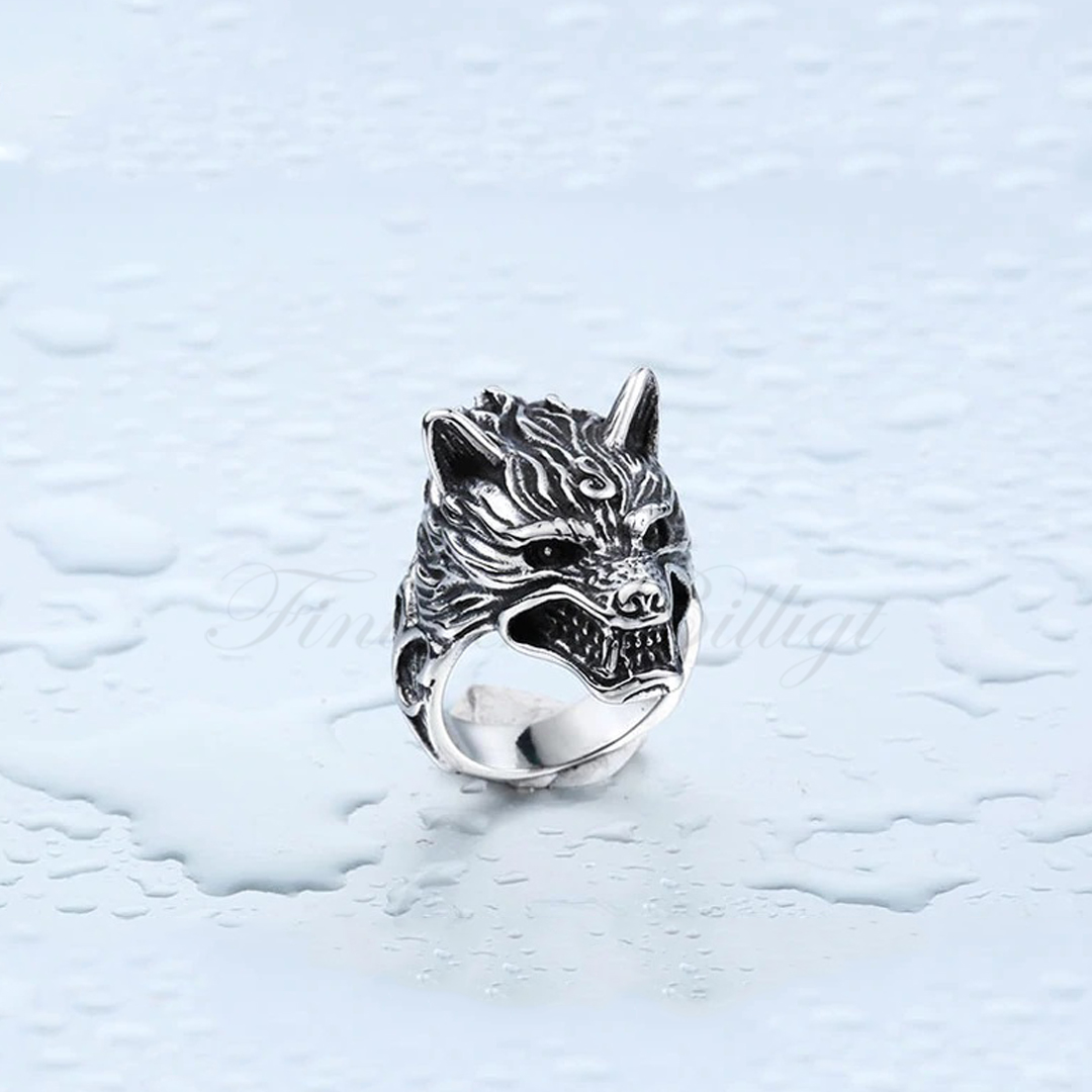 Punk ring - Varghuvud 316L Stål - Wolf Rider - 4