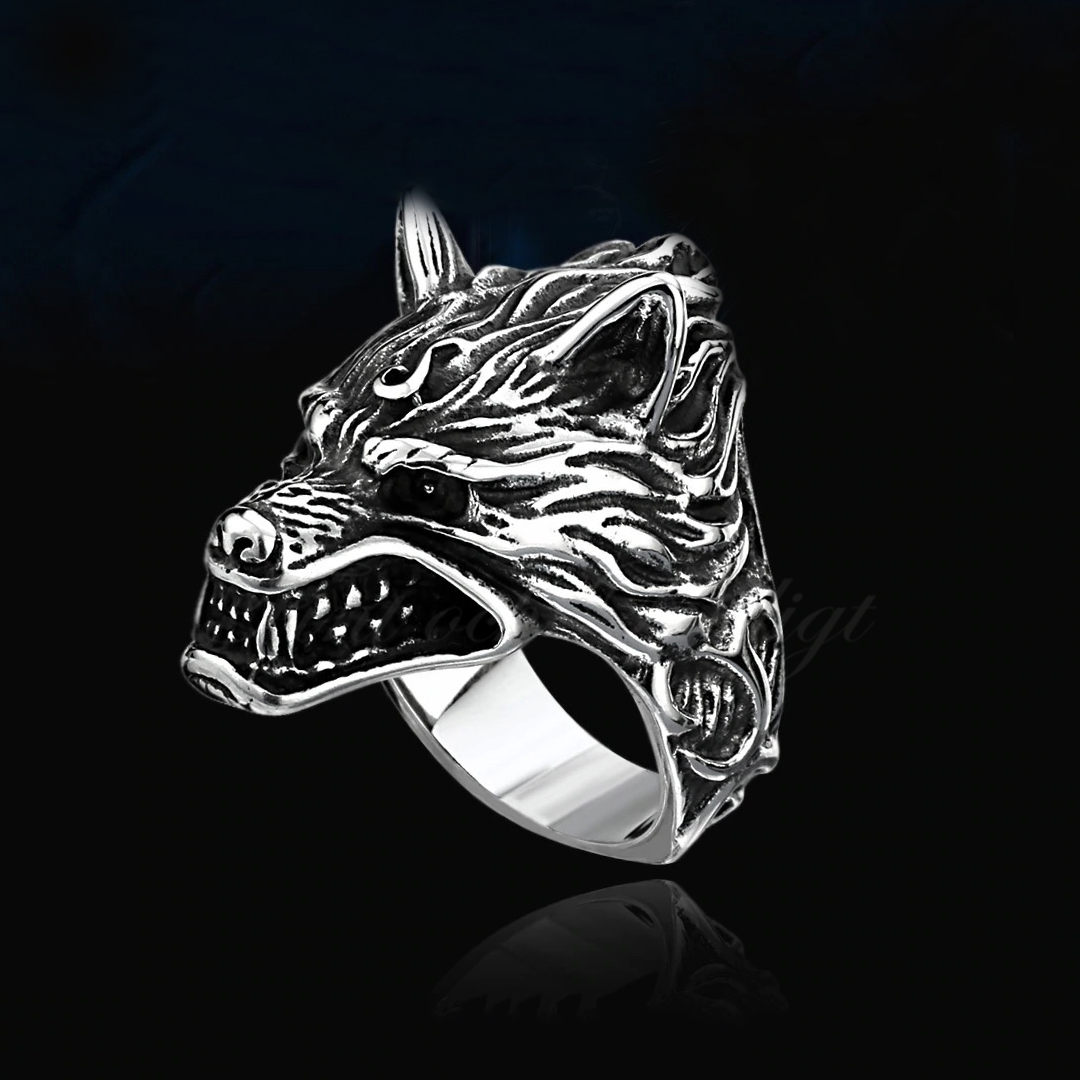 Punk ring - Varghuvud 316L Stål - Wolf Rider - 6