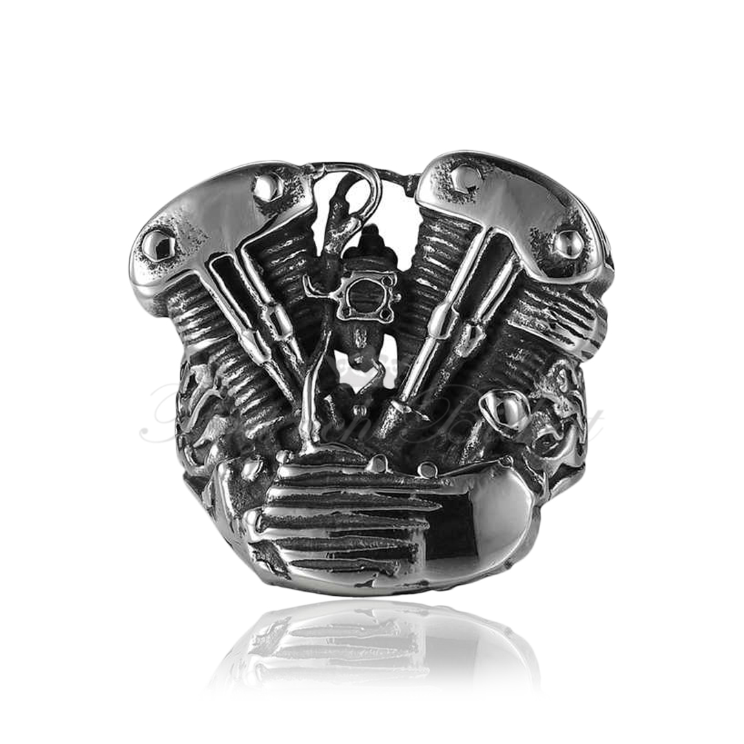 Biker Engine - Bikerring Chopper HD Triumph Motor Mc 316L Rostfritt Stål Punkring - 2
