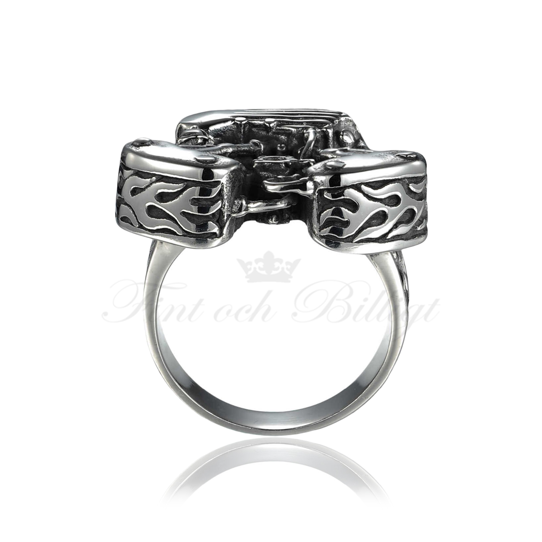 Biker Engine - Bikerring Chopper HD Triumph Motor Mc 316L Rostfritt Stål Punkring - 4