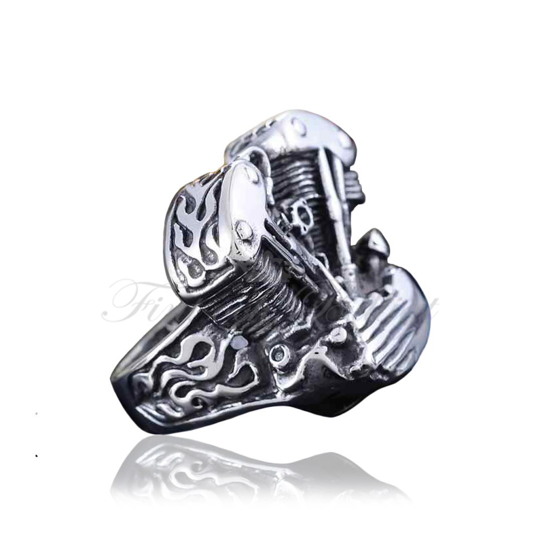 Biker Engine - Bikerring Chopper HD Triumph Motor Mc 316L Rostfritt Stål Punkring - 3