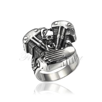 Biker Engine - Biker Ring Chopper HD Triumph Motor Mc 316L Rustfrit Stål Punk Ring