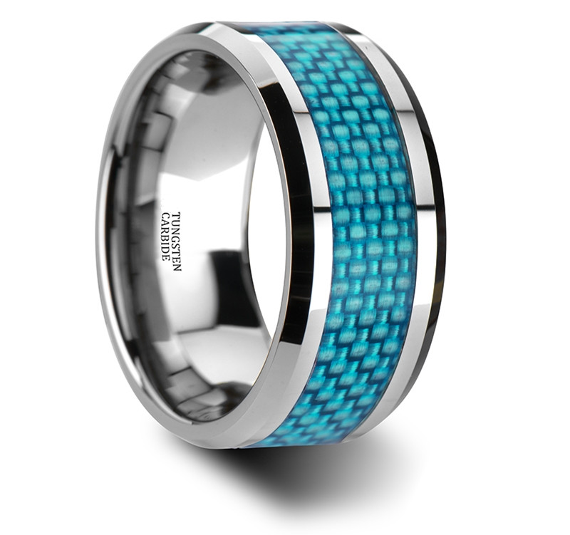 *Lyxig Tungstens Ring med Läcker 3D Kolfiber Rand 4mm 6mm & 8mm - 2