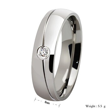 Stylish - 316L Stainless Steel Ring with Cubic Zirconia Stone