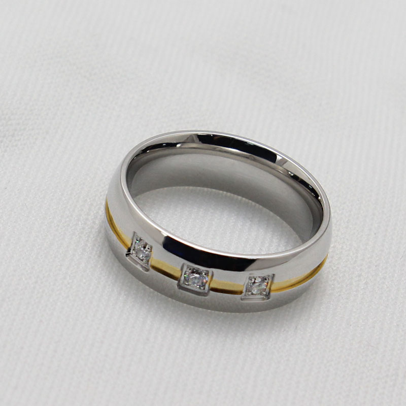 Vacker 316L Rostfritt Stål Ring med 3st Cubic Zirconia Stenar - 4