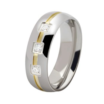 Smuk 316L rustfri stålring med 3 cubic zirconia sten