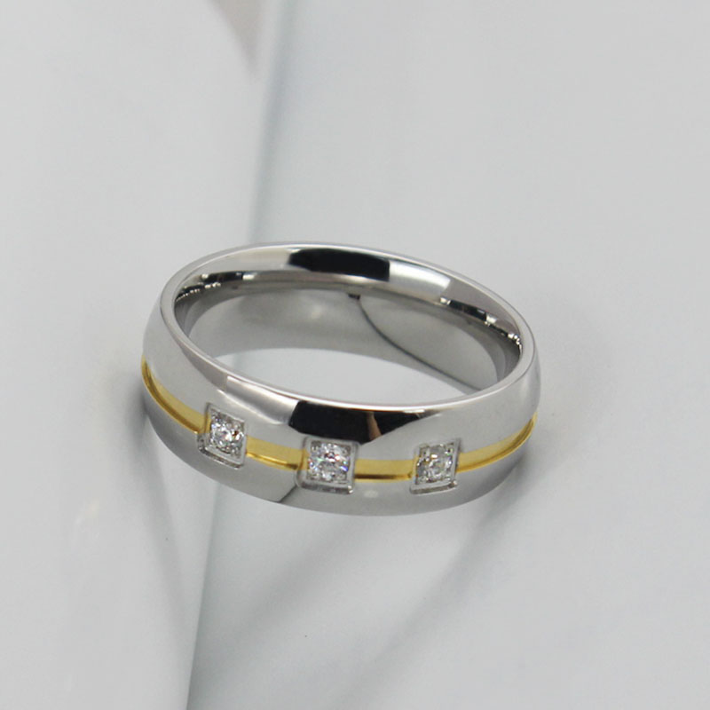 Vacker 316L Rostfritt Stål Ring med 3st Cubic Zirconia Stenar - 2