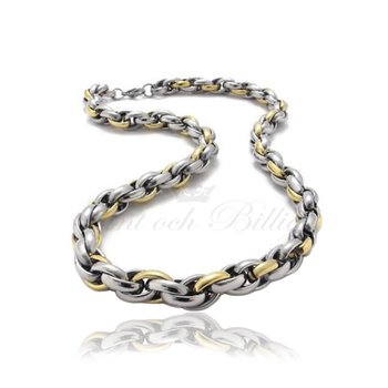 Two Tone Soft - Läckert Pansar Halsband 18k Guldpläterat 316L Rostfritt Stål 137g 10mm*560mm