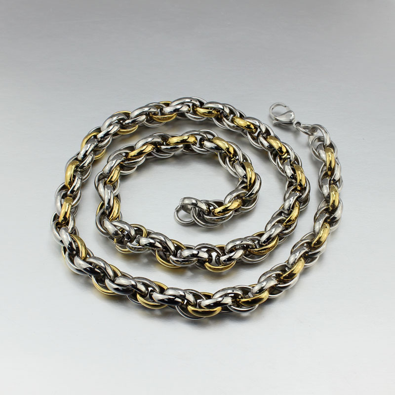 Two Tone Soft - Läckert Pansar Halsband 18k Guldpläterat 316L Rostfritt Stål 137g 10mm*560mm - 3