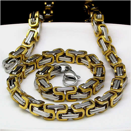 Kejsar Two Tone - King´s Necklace Byzantine Chain Golden 8mm*600mm - 2