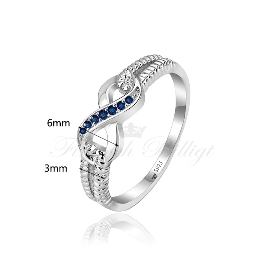 Infinity Navy - 925s Silver Ring Infinity with Cubic Zirconia Stones Blue - 5