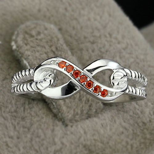 Infinity Sunset - 925s Silver Ring Infinity with Cubic Zirconia Stones Orange - 3
