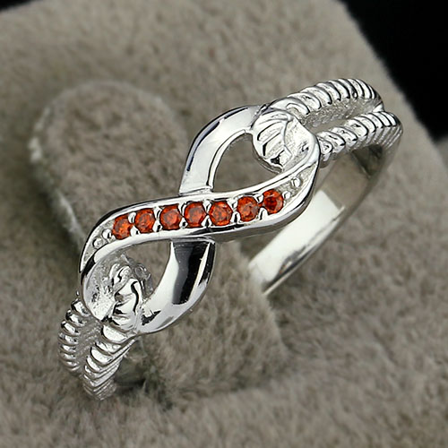 Infinity Sunset - 925s Silver Ring Infinity with Cubic Zirconia Stones Orange - 2