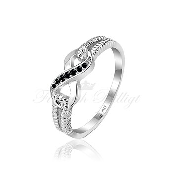Infinity Black Moon - 925s Silver Ring Infinity with Cubic Zirconia Stones Black