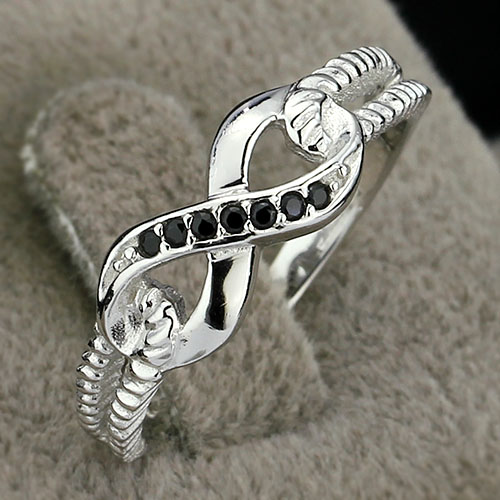 Infinity Black Moon - 925s Silverring Infinity med Cubic Zirconia Stenar Svart - 2