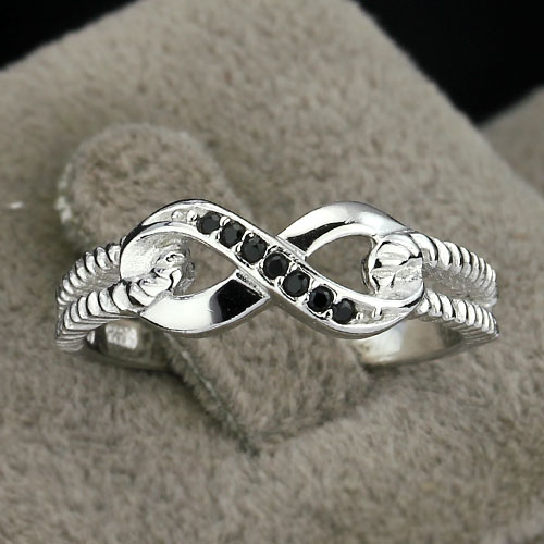 Infinity Black Moon - 925s Silverring Infinity med Cubic Zirconia Stenar Svart - 4