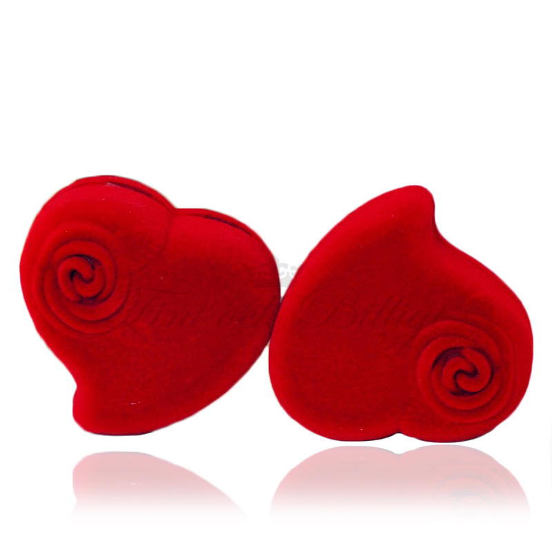 Rose Of My Heart - Luksus rødt smykkeskrinhjerte med Rose Velvet 2 stk. Ringe - 3