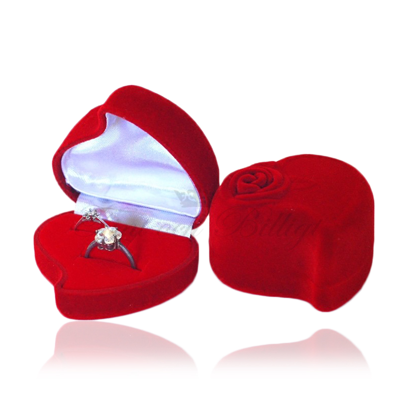 Rose Of My Heart - Luksus rødt smykkeskrinhjerte med Rose Velvet 2 stk. Ringe - 2