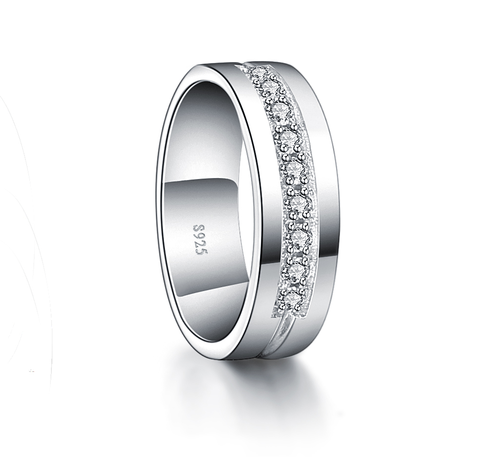 Sølvring FB925 - Lækker Design 925S 9 stk. CZ Diamanter - 2