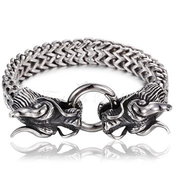 Armband Nidhögg Dragonhead - Massiv Viking Pansarlänk