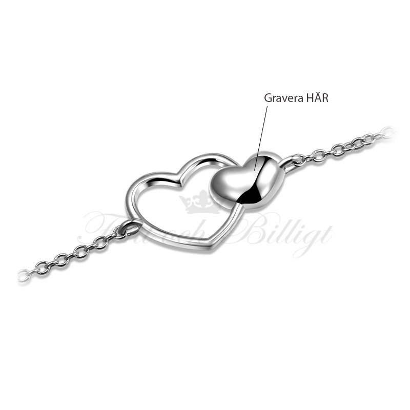Silver Armband Tvilling Hjärta - 925s Charm Smycke 160mm - 5
