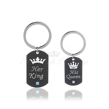 King And Queen Keytag - Nøglemærke King and Queen (sæt) Blue & Pink Stone