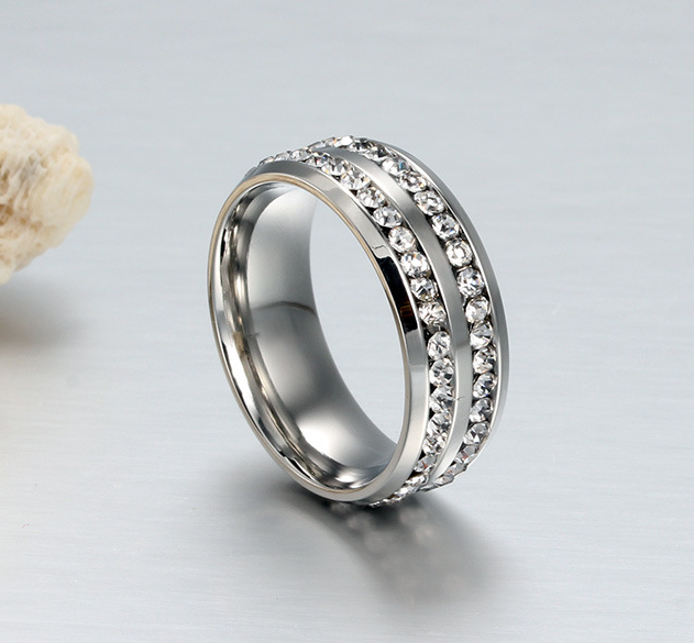Double Eternity Silver - Läcker 316L Eternity Ring Med Dubbla Rader Cubic Zirconia - 3