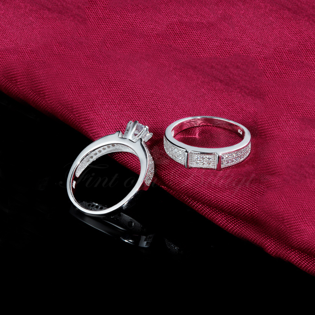 Pantheon - 925s sølvring (sæt) Eternity Design AAA 0.66CT Zopius Diamond - 4