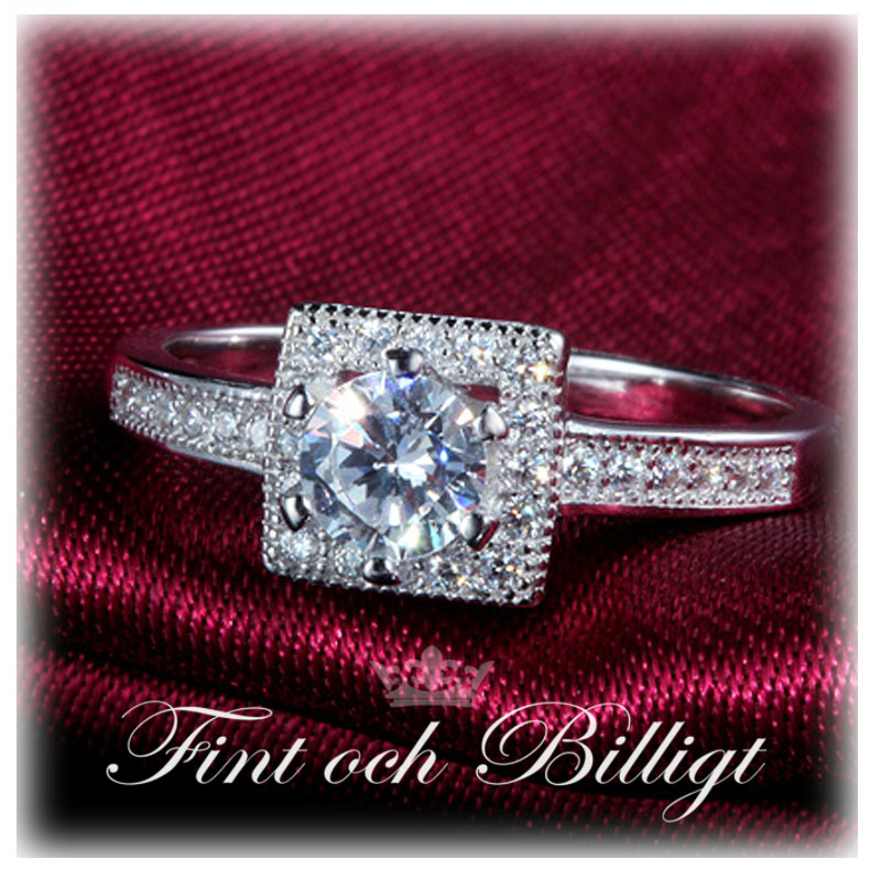Eiffel Empire - 925s sølvring (sæt) med 5 mm rundskårne AAA Cubic Zirconia - 2