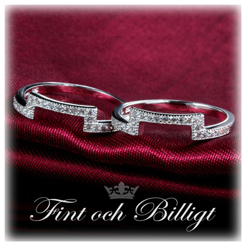 Eiffel Empire - 925s sølvring (sæt) med 5 mm rundskårne AAA Cubic Zirconia - 3