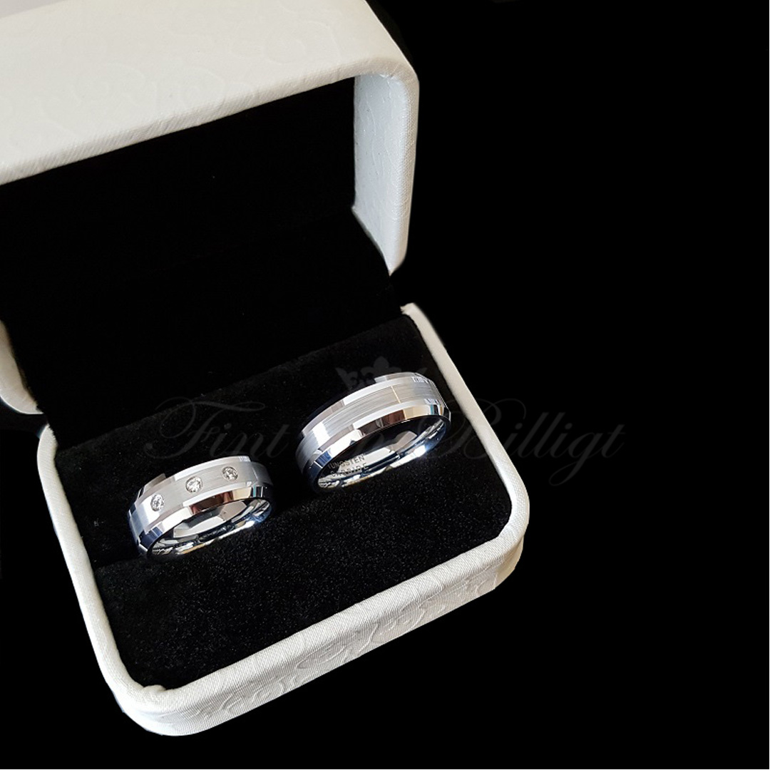 Ring - FB1000 Diamant - Design Tungsten Äkta Diamanter Silverrand - 4