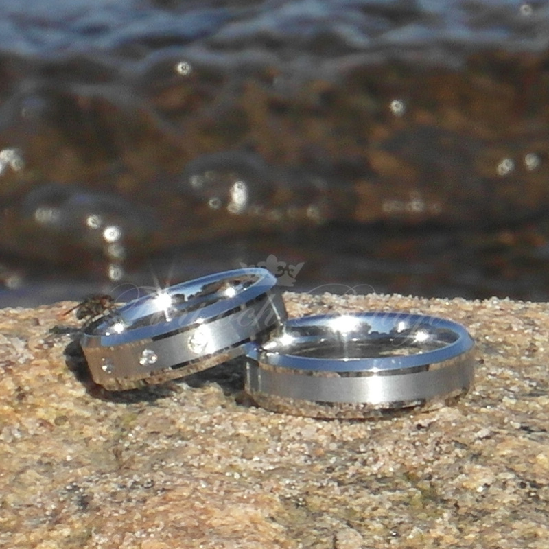 Ring - FB1000 Diamant - Design Tungsten Äkta Diamanter Silverrand - 6